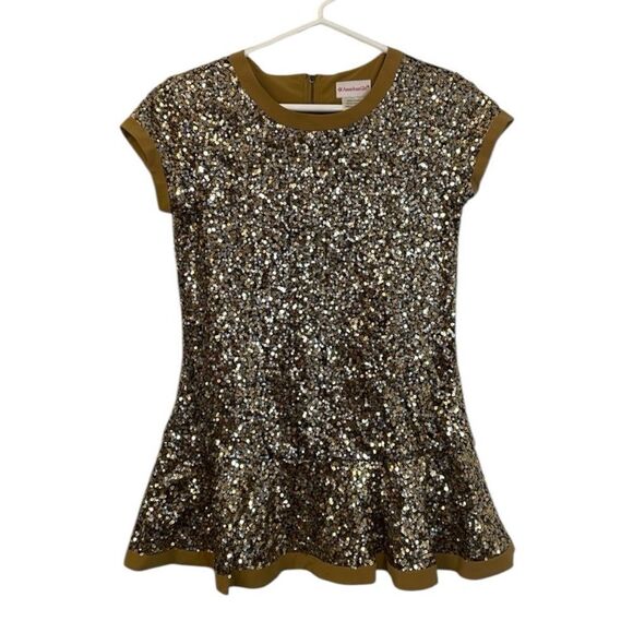 AMERICAN GIRL Golden Sparkle Sequin Tunic Shirt Dress | size L (14/16) - Picture 2 of 9